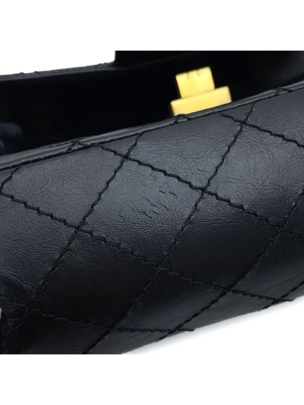 Chanel Chain Shoulder Bag Quilted 2.55 Mini Aged Calfskin Black
